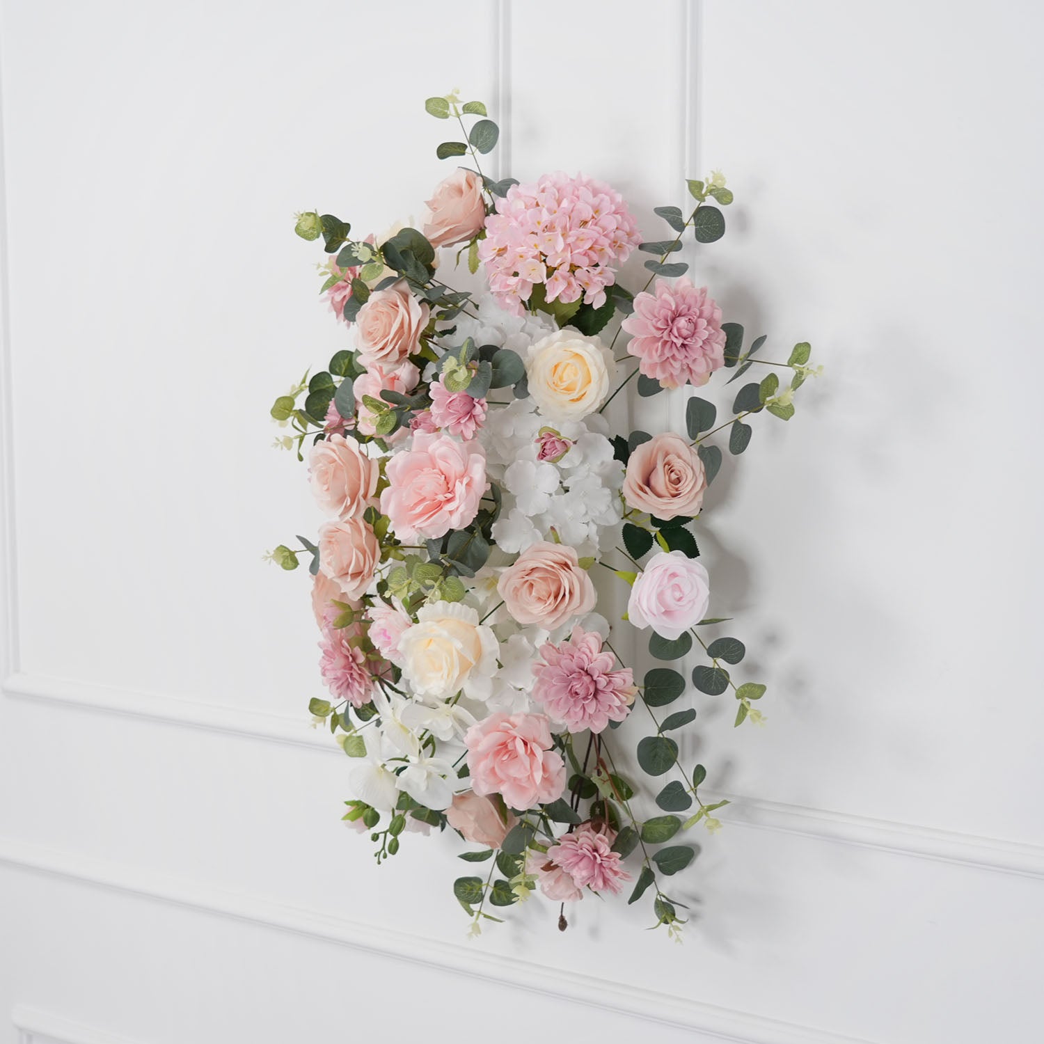 Uflower Wedding Backdrop Pink Rose Green Leaf Floral Arrangement
